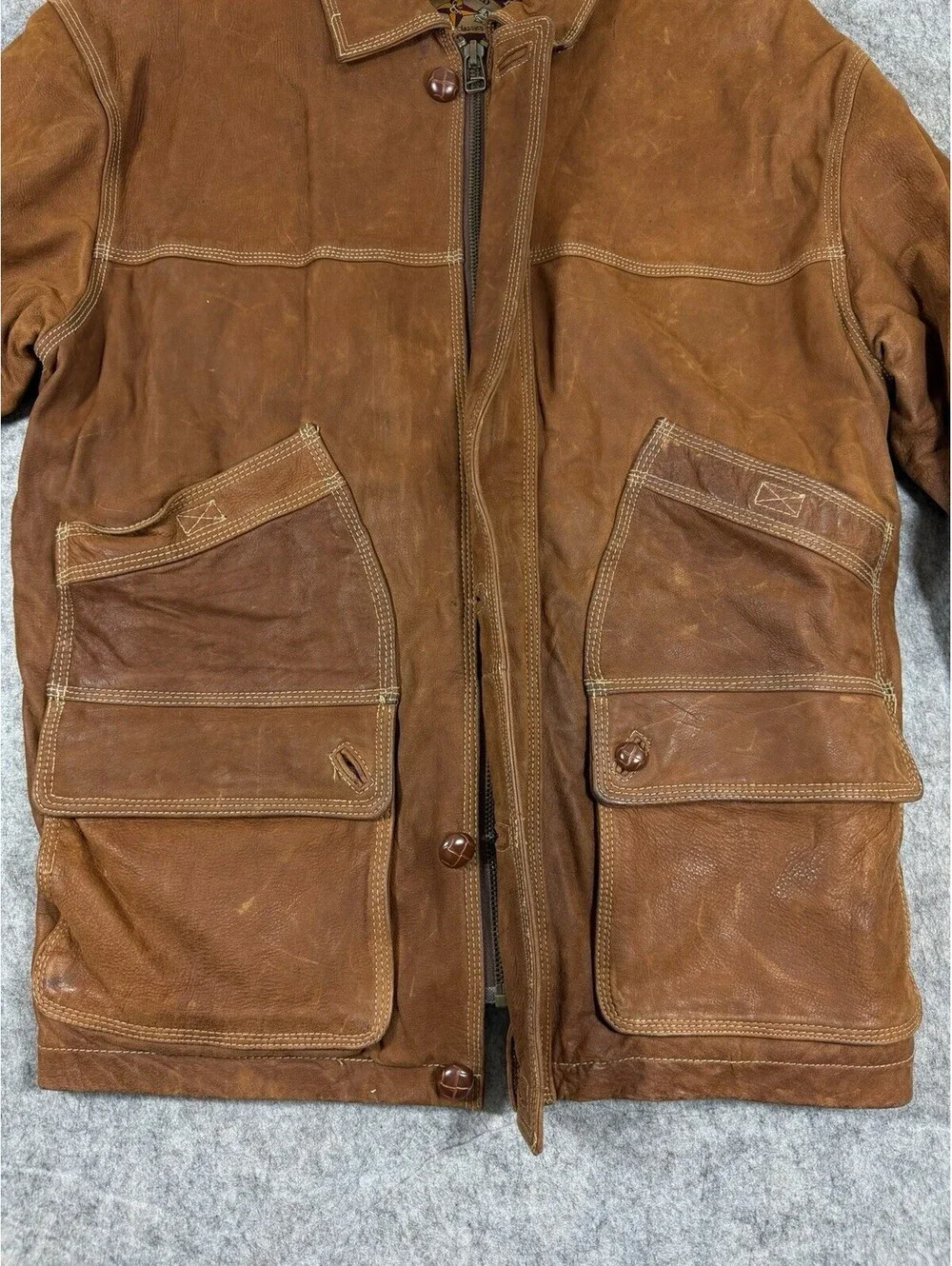 Vintage Colebrook & Co Brown Distressed Suede Jacket Men's Large